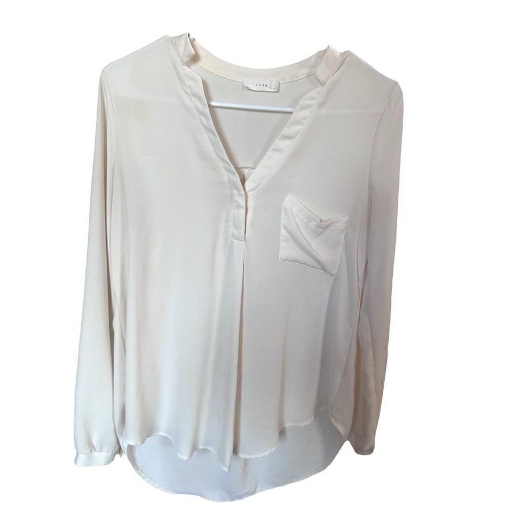 LUSH White Chiffon Popover Blouse - Size S